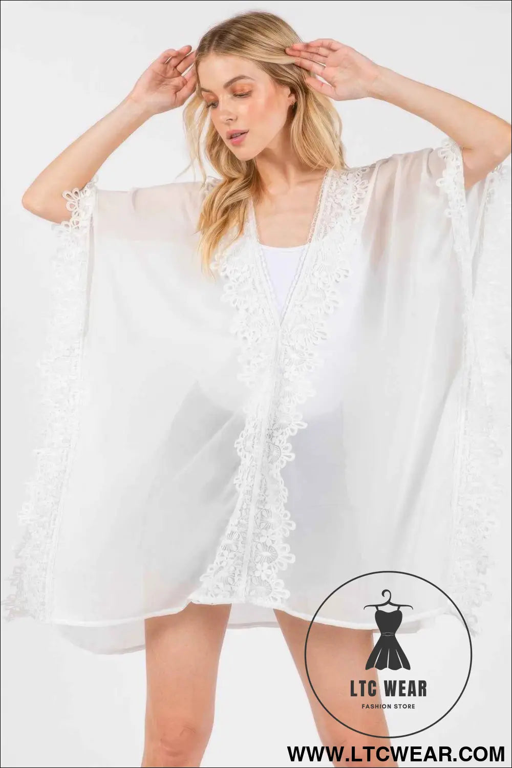 Flower Pattern Trim Detail Poncho