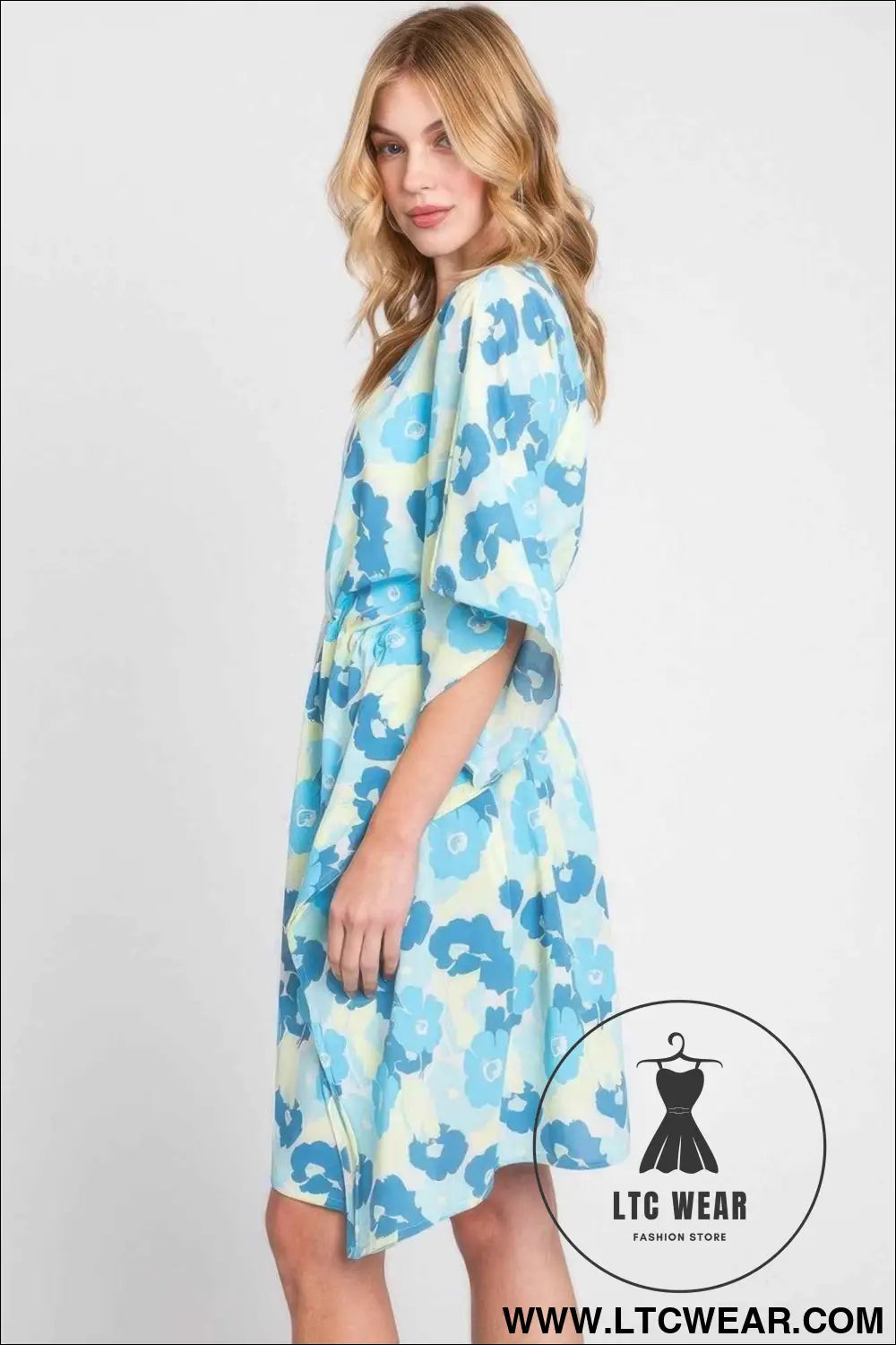 Flower Print Self-tie Drawstring Open Front Cover