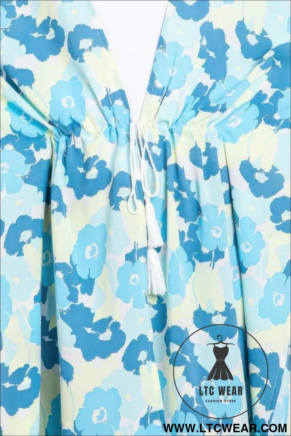 Flower Print Self-tie Drawstring Open Front Cover