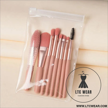 Fluffy 8-Pc Makeup Brush Set: Perfect Your Look Effortlessly - L.T.C Wear Online Fashion Store