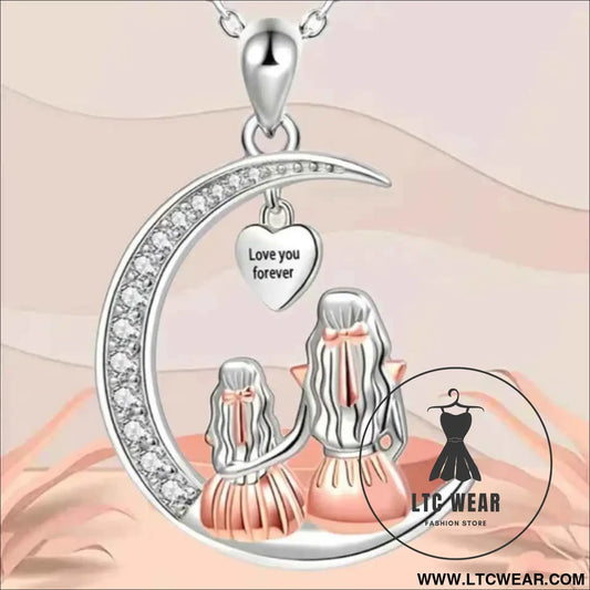 Forever Love Heart & Moon Necklace for Mom & Daughter