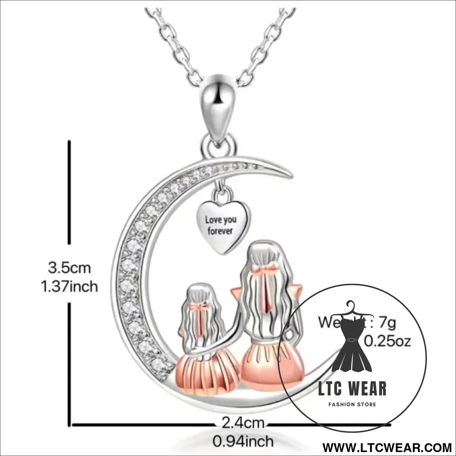 Forever Love Heart & Moon Necklace for Mom & Daughter - L.T.C Wear Online Fashion Store