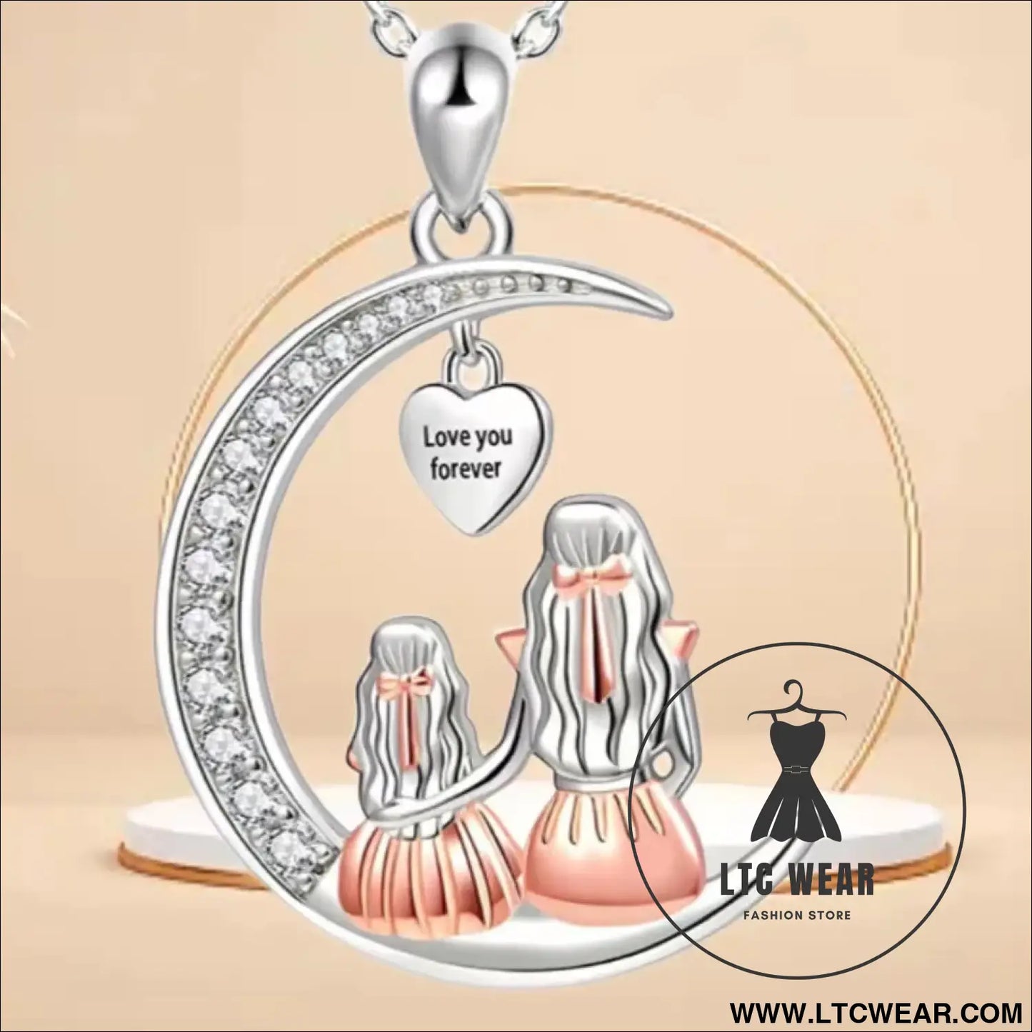 Forever Love Heart & Moon Necklace for Mom & Daughter - L.T.C Wear Online Fashion Store