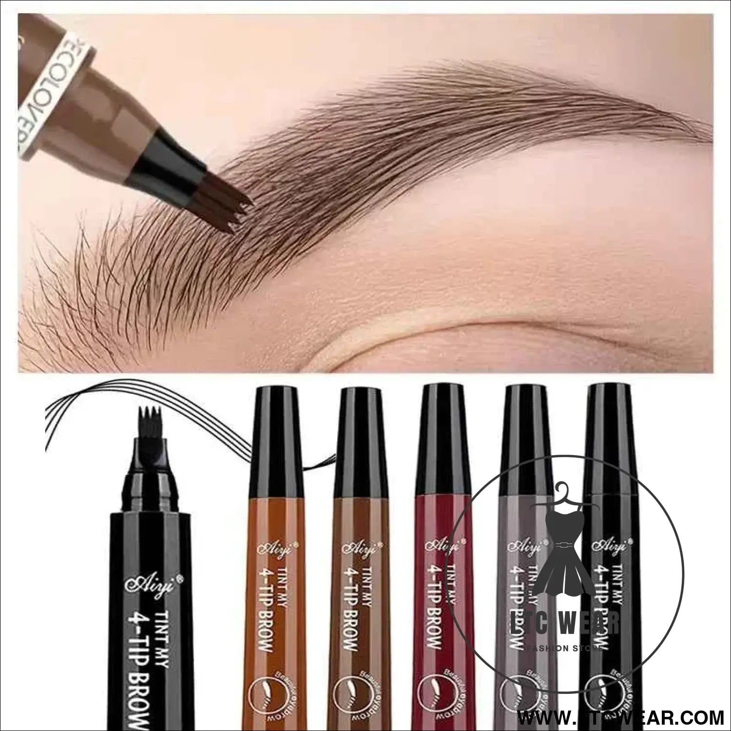 Four Fork Eyebrow Pencil: Natural & Waterproof Colors