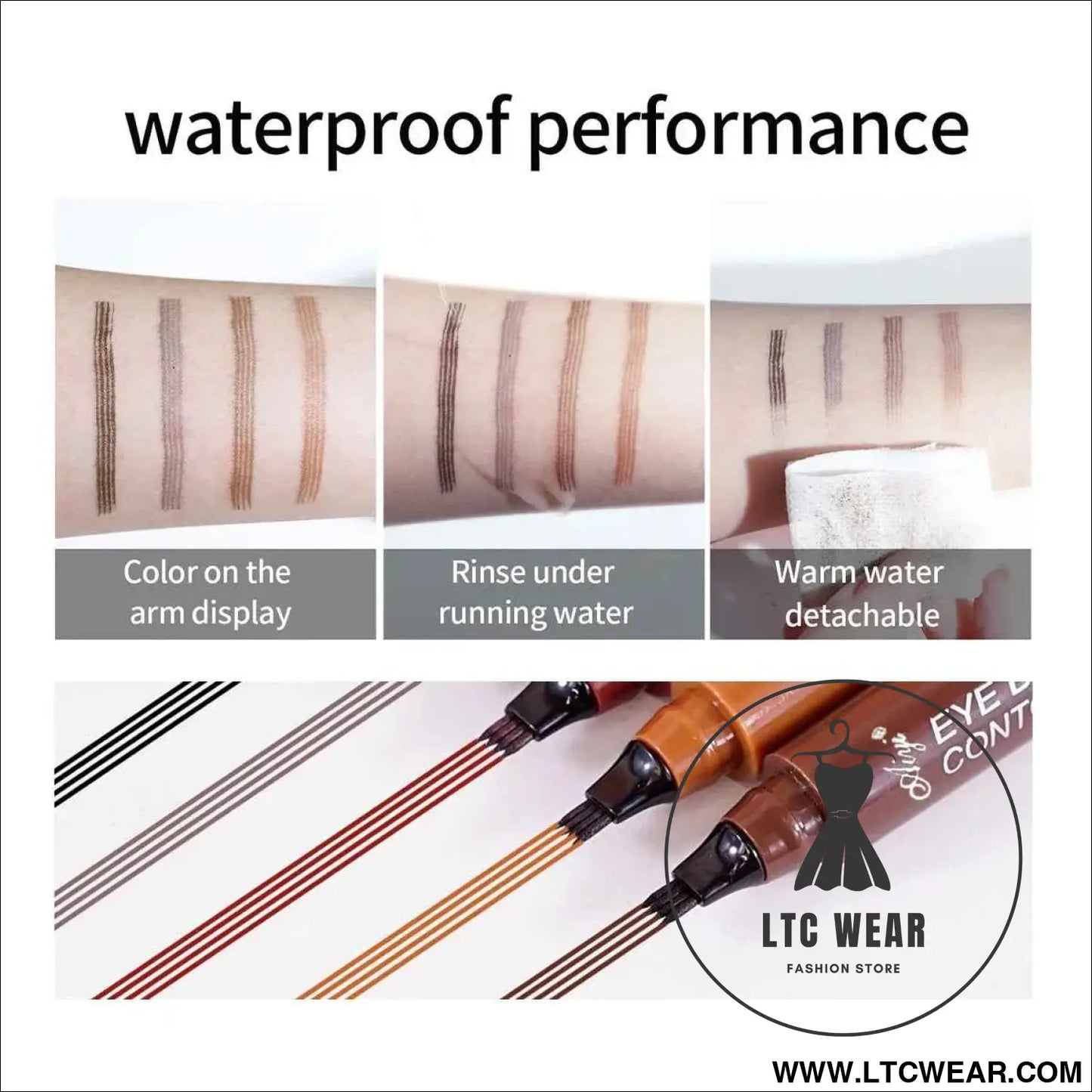 Four Fork Eyebrow Pencil: Natural & Waterproof Colors