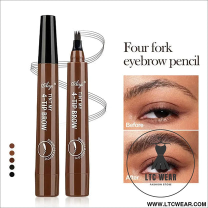 Four Fork Eyebrow Pencil: Natural & Waterproof Colors