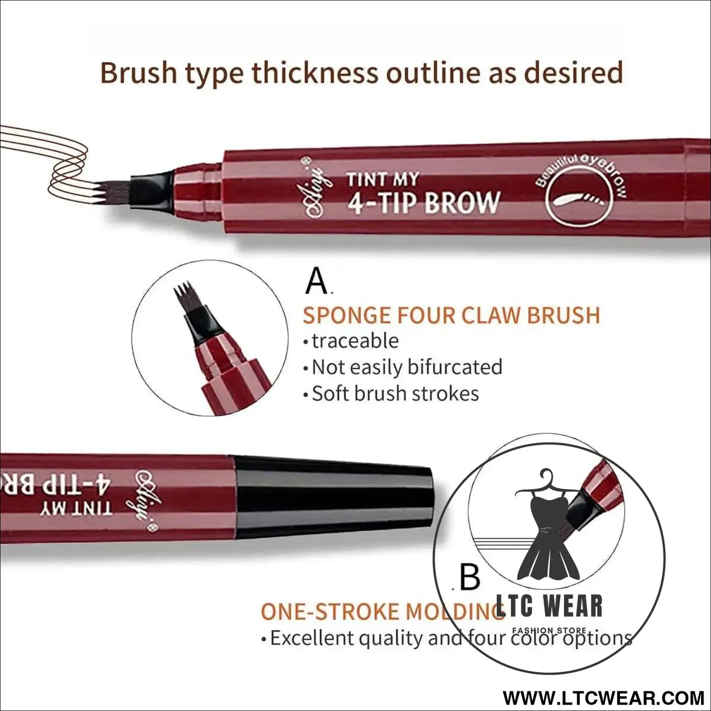 Four Fork Eyebrow Pencil: Natural & Waterproof Colors