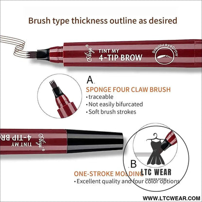 Four Fork Eyebrow Pencil: Natural & Waterproof Colors