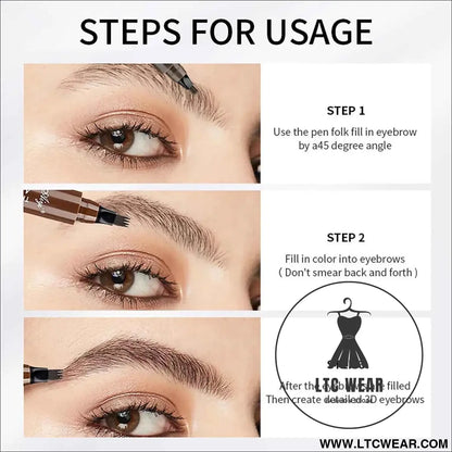Four Fork Eyebrow Pencil: Natural & Waterproof Colors