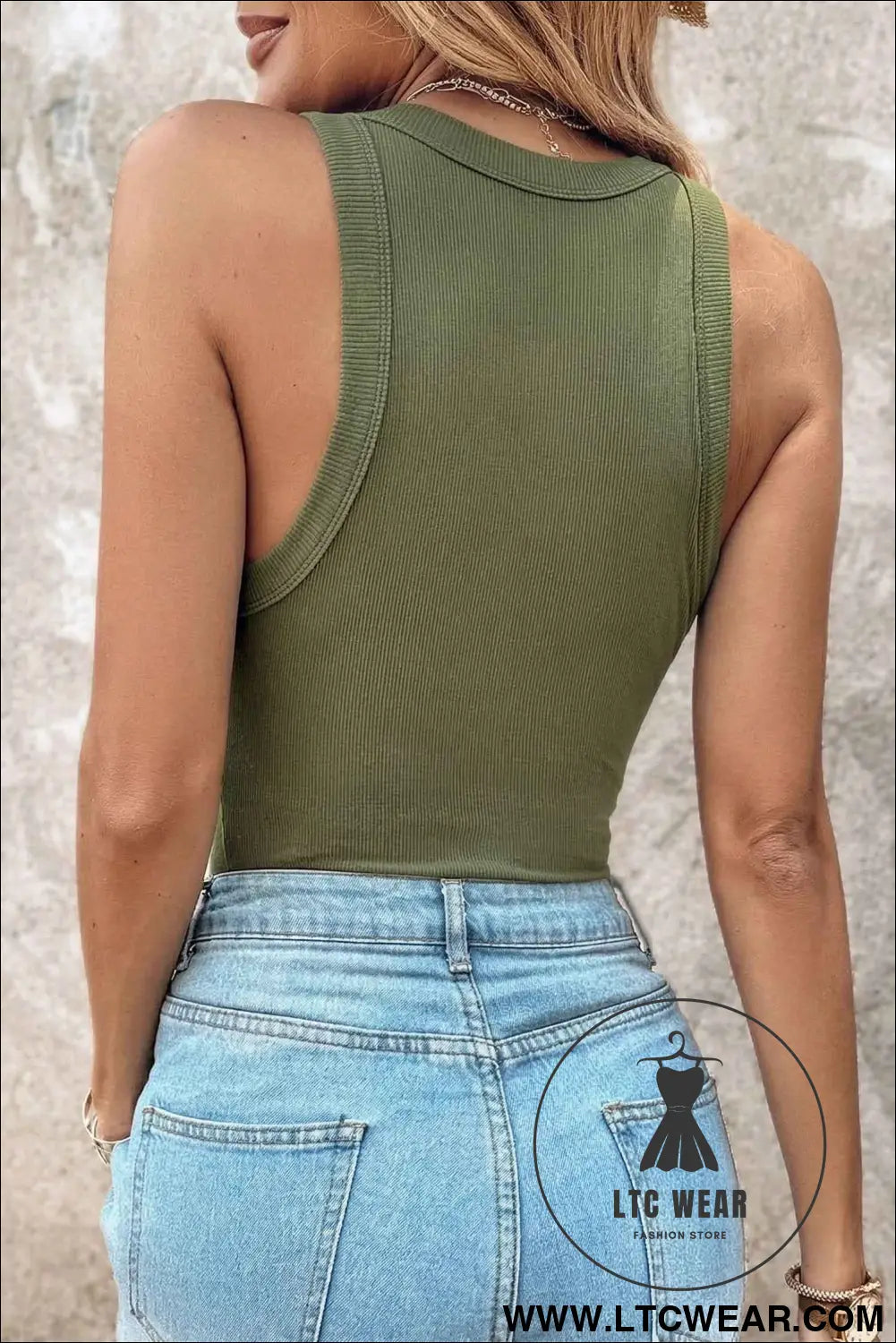Four Leaf Clover Slim Ribbed Padded Tank Top