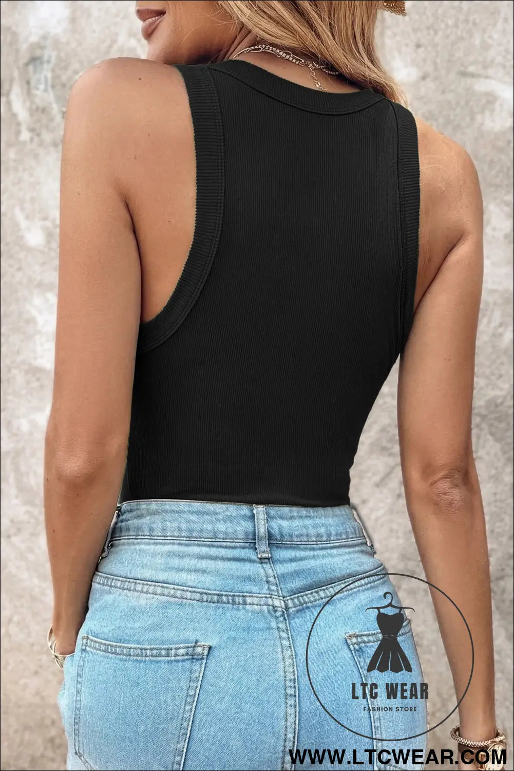Four Leaf Clover Slim Ribbed Padded Tank Top - L.T.C Wear Online Fashion Store