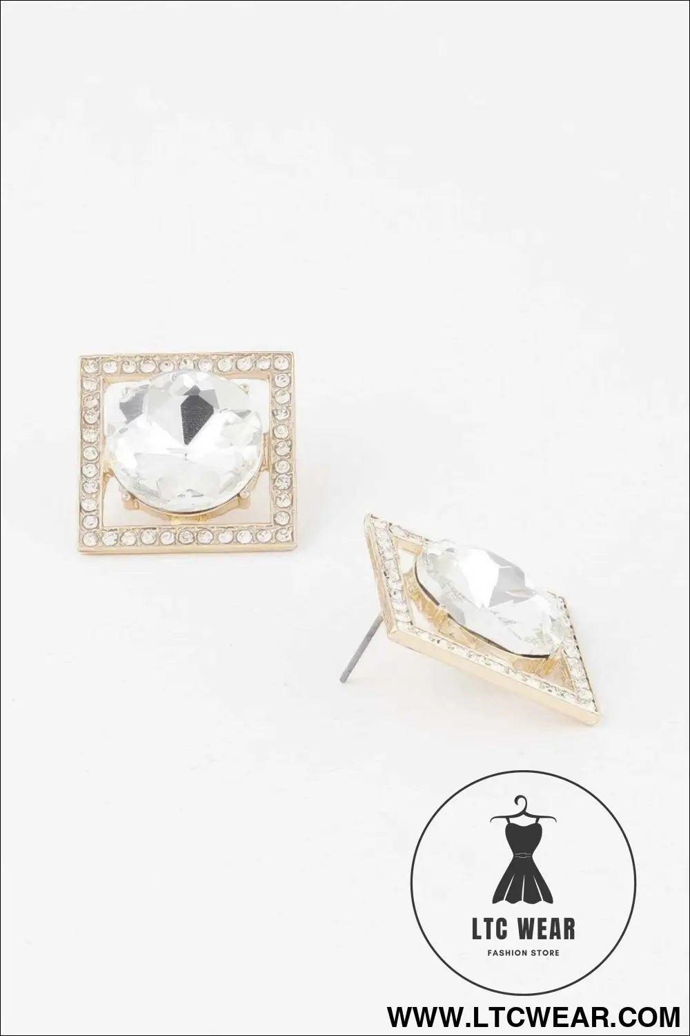 Framed Rhinestone Stud Earrings