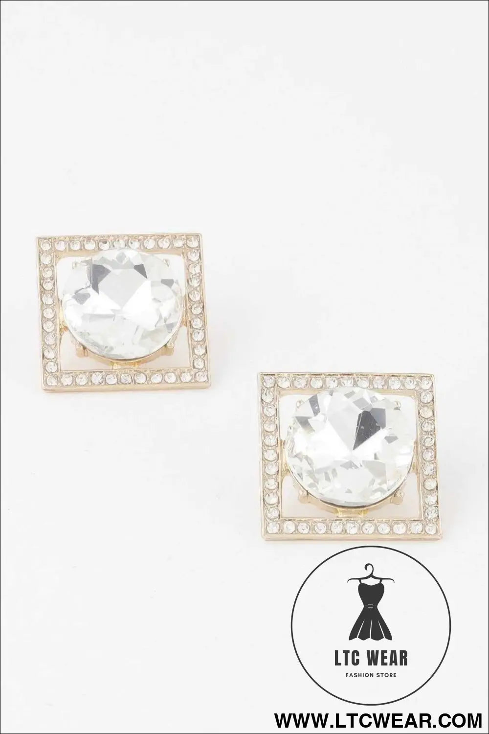 Framed Rhinestone Stud Earrings