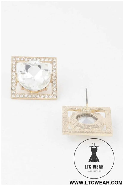 Framed Rhinestone Stud Earrings