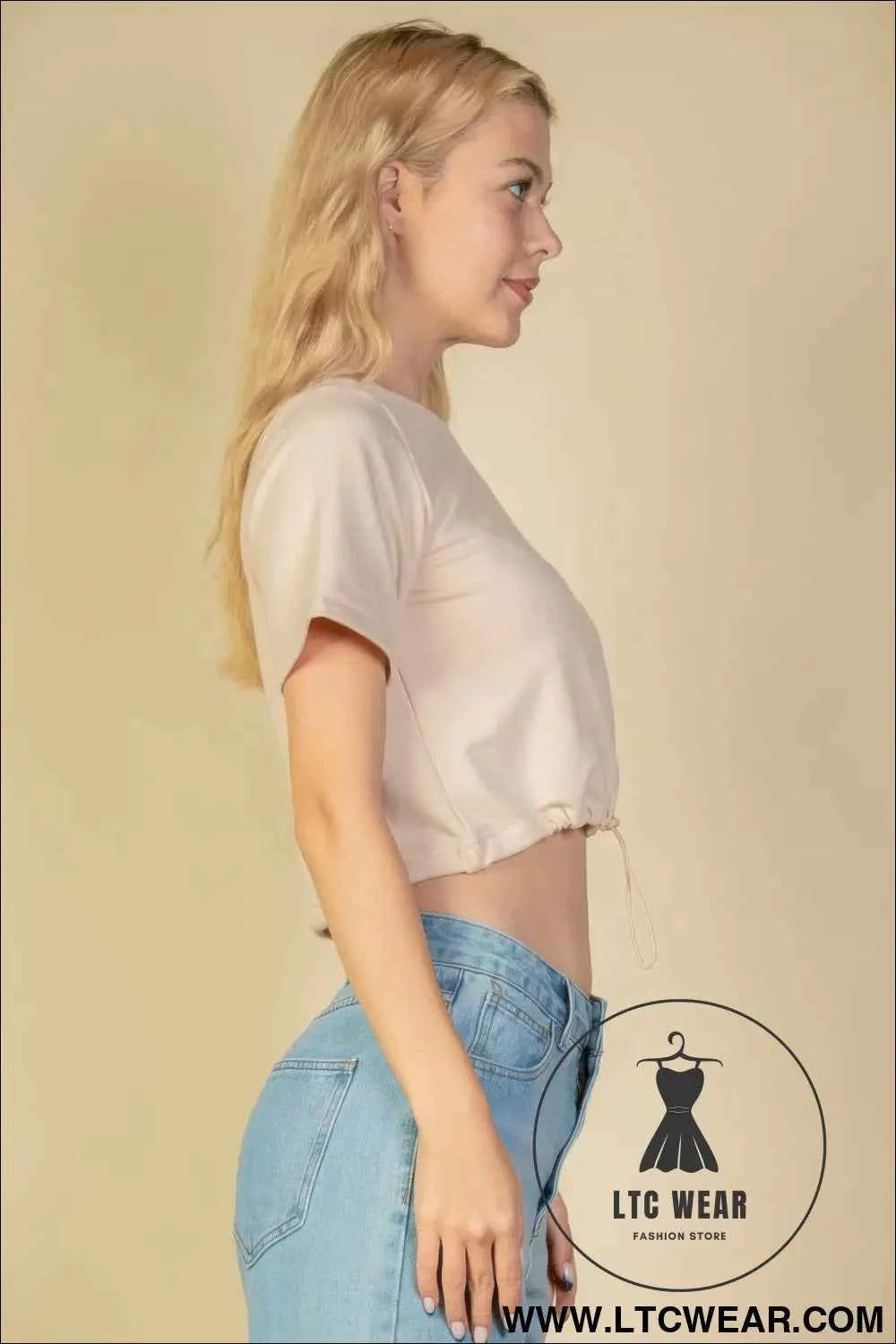 French Terry Toggle Drawstring Crop Top
