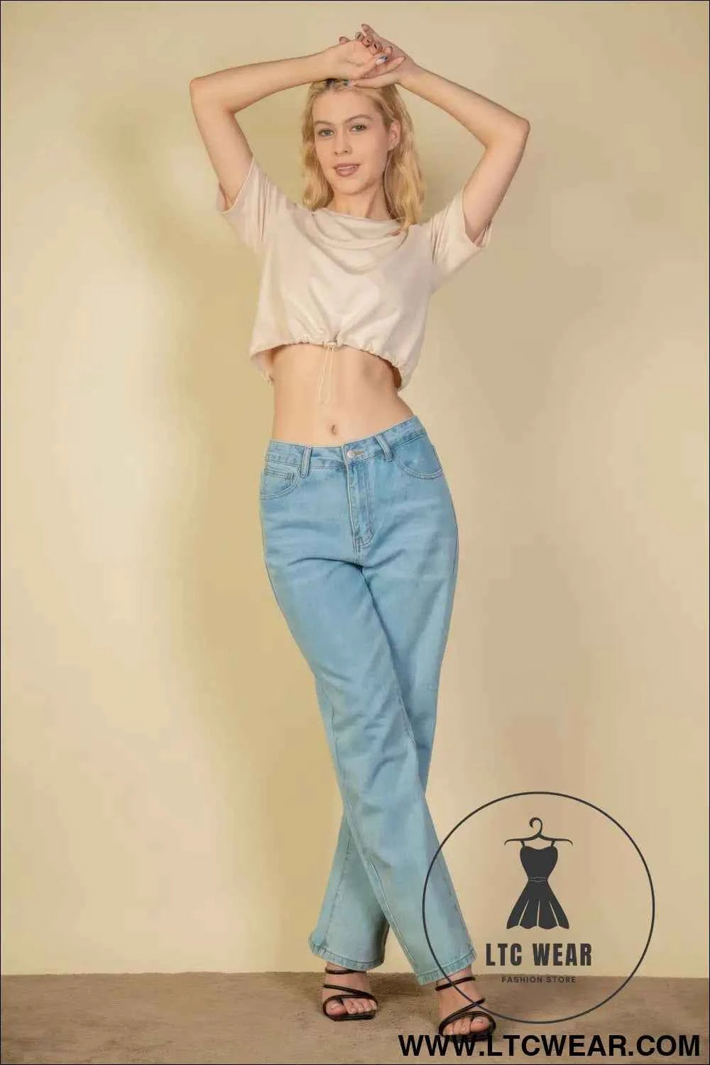 French Terry Toggle Drawstring Crop Top