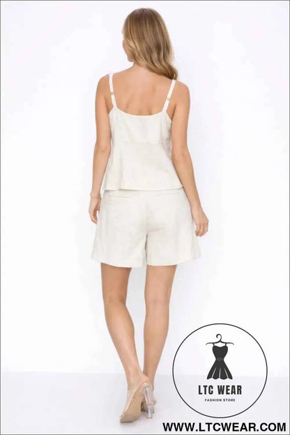 Fresh 100% Linen Set Top And Shorts