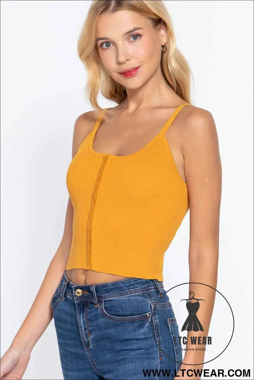 Front Closure With Hooks Sweater Cami Top