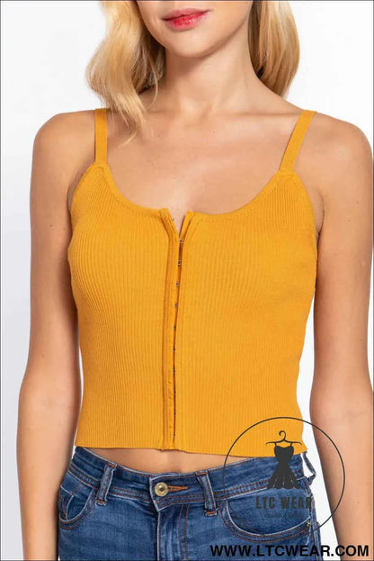 Front Closure With Hooks Sweater Cami Top