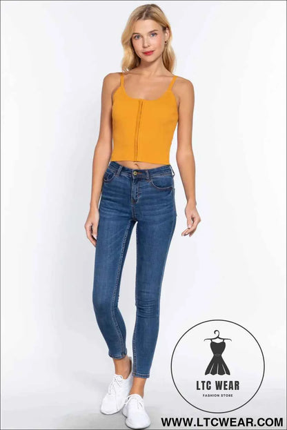 Front Closure With Hooks Sweater Cami Top