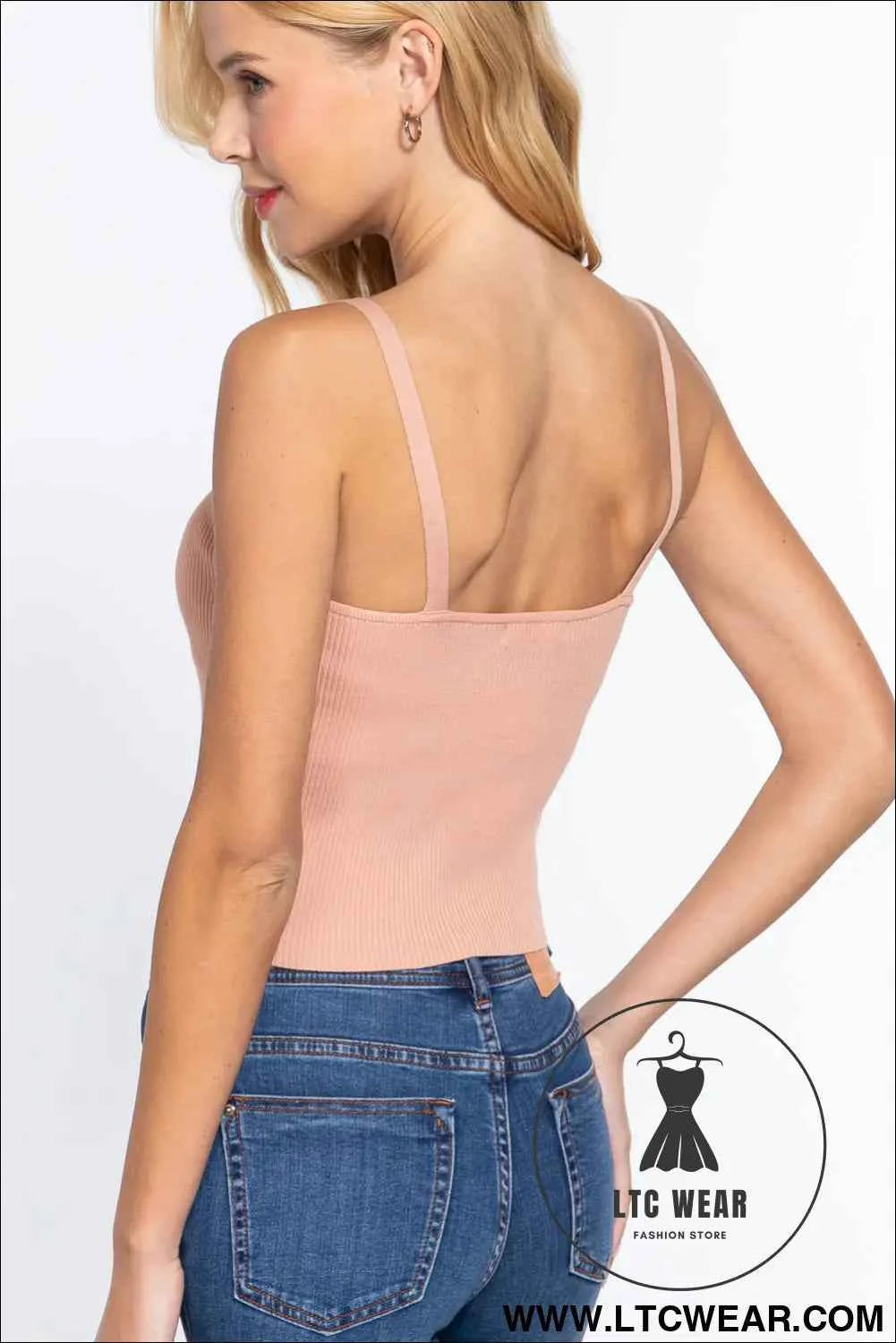 Front Closure With Hooks Sweater Cami Top