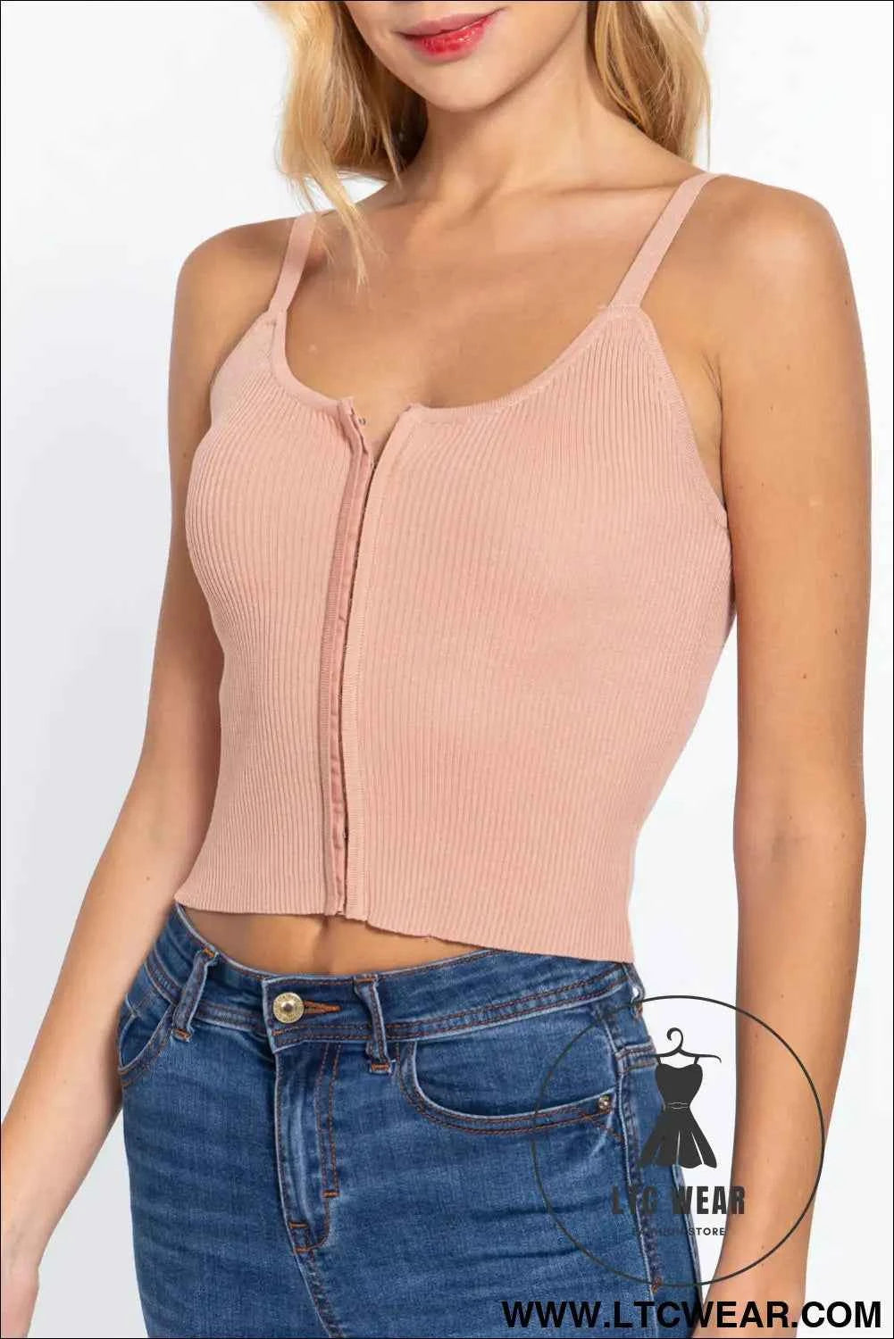 Front Closure With Hooks Sweater Cami Top
