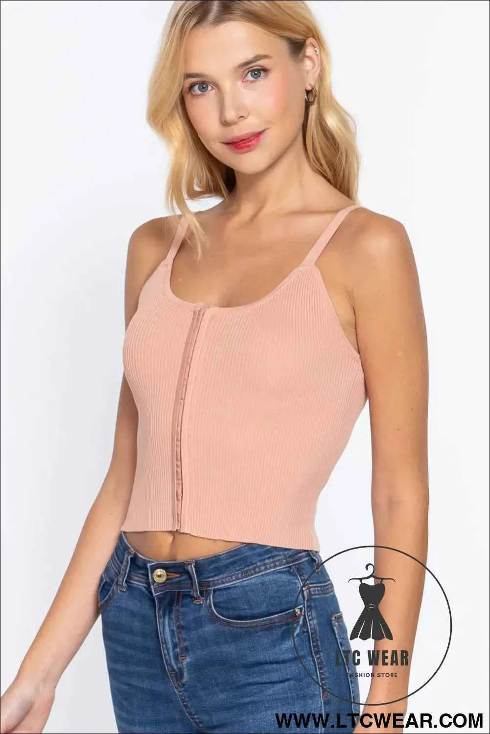 Front Closure With Hooks Sweater Cami Top