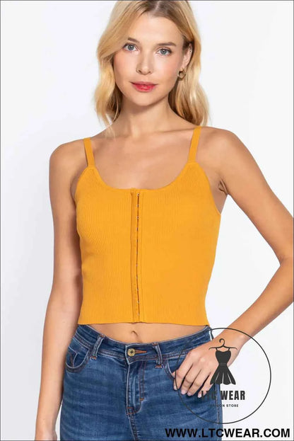 Front Closure With Hooks Sweater Cami Top
