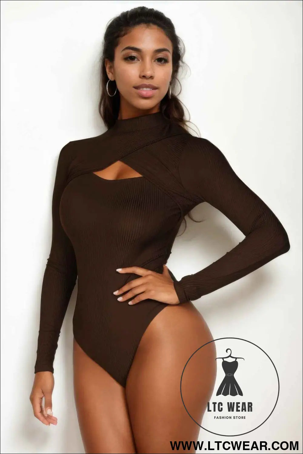 Front Cutout Long Sleeve Bodysuit