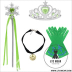 Frozen anna princess dress aisha green mesh dress halloween cosplay summer short sleeve dress - crown suit / 100cm
