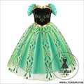 Frozen anna princess dress aisha green mesh dress halloween cosplay summer short sleeve dress - anna skirt / 100cm