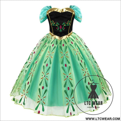Frozen anna princess dress aisha green mesh dress halloween cosplay summer short sleeve dress - anna skirt / 100cm