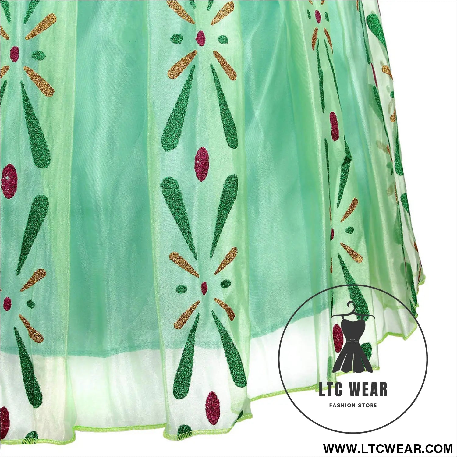 Frozen anna princess dress aisha green mesh dress halloween cosplay summer short sleeve dress