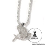 Full diamond hand cross pendant necklace european and american retro hip-hop rap popular accessory