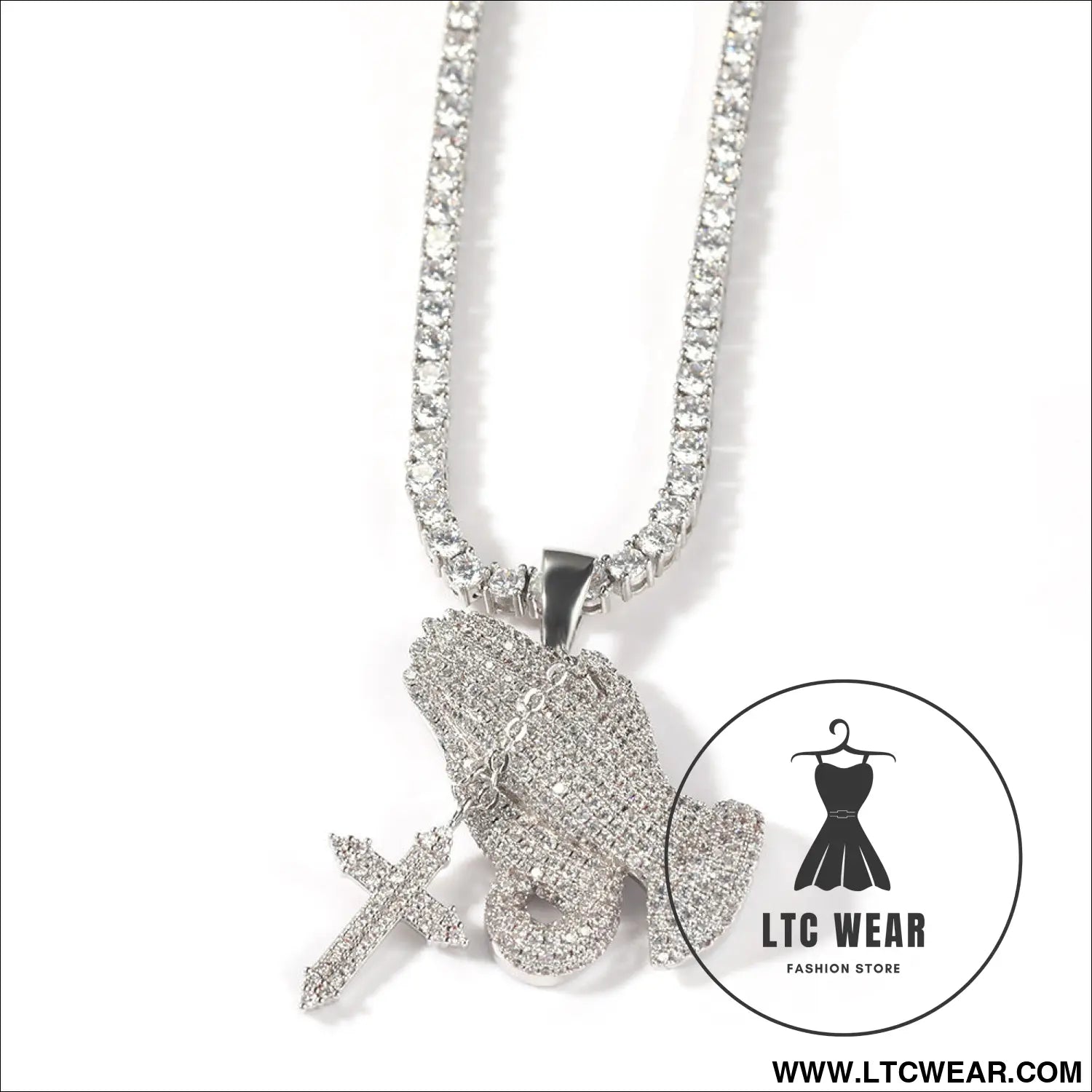 Full diamond hand cross pendant necklace european and american retro hip-hop rap popular accessory