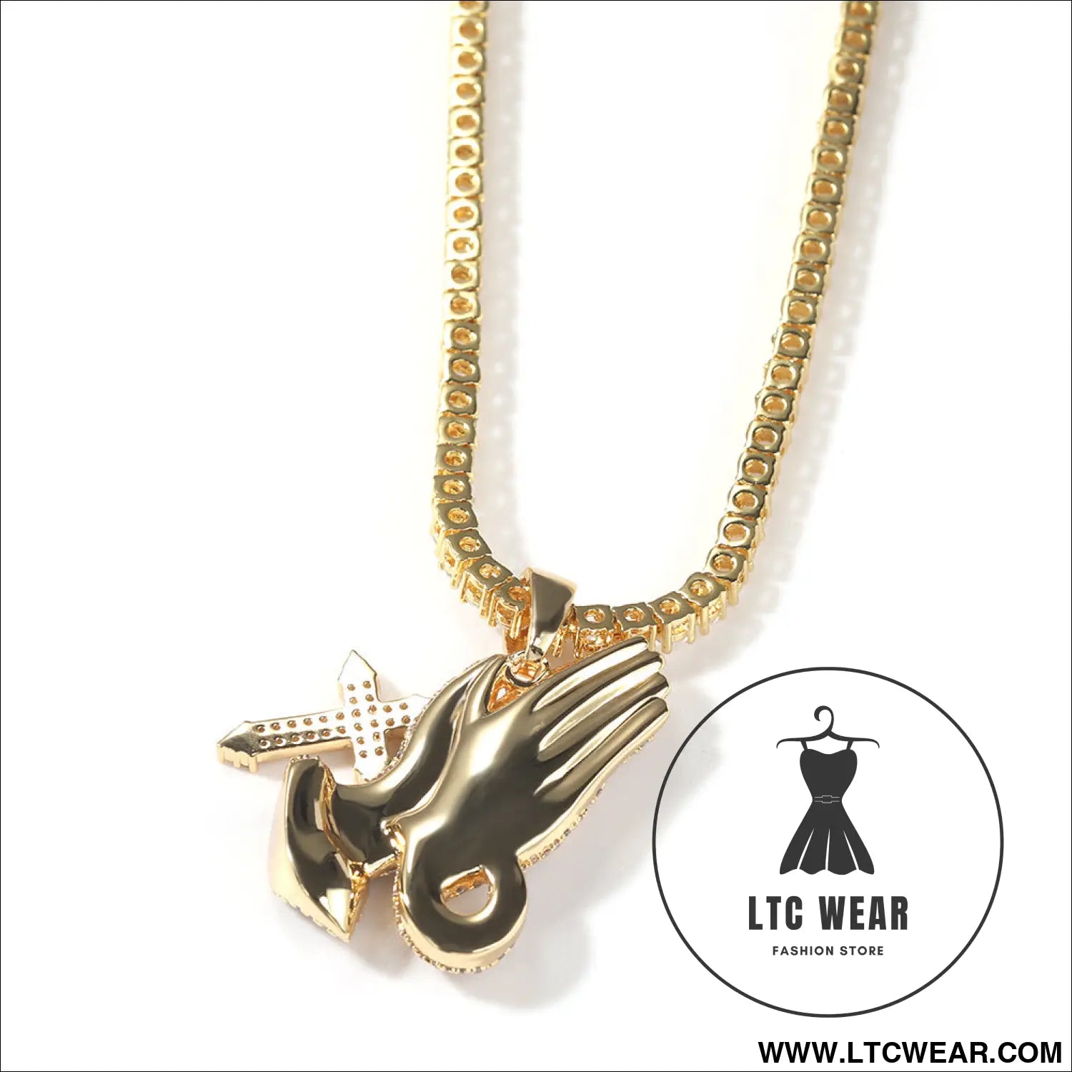 Full diamond hand cross pendant necklace european and american retro hip-hop rap popular accessory