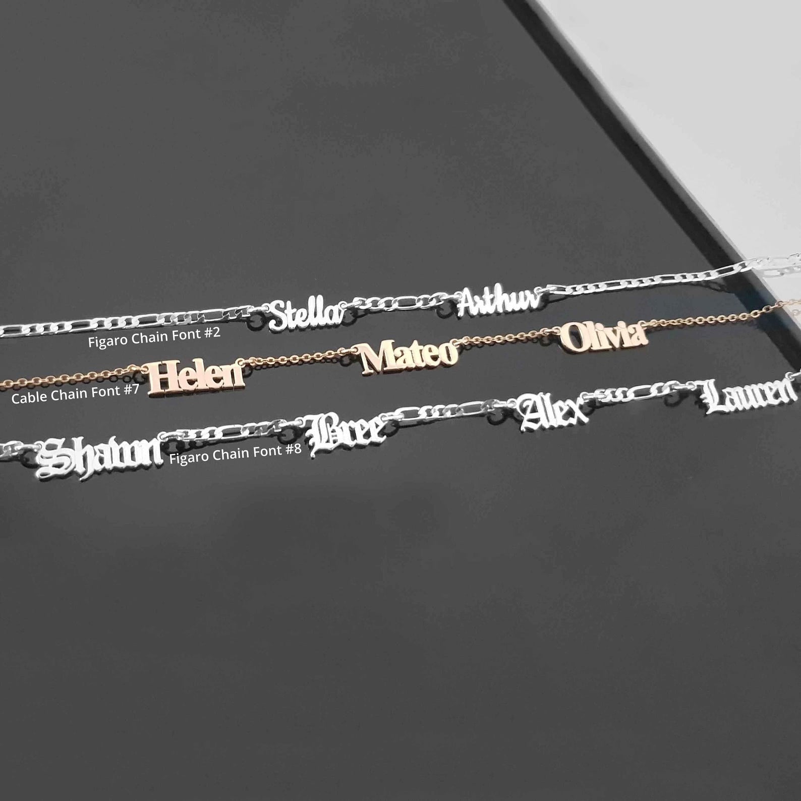 Custom multiple name necklace with chain options - personalized custom name necklace