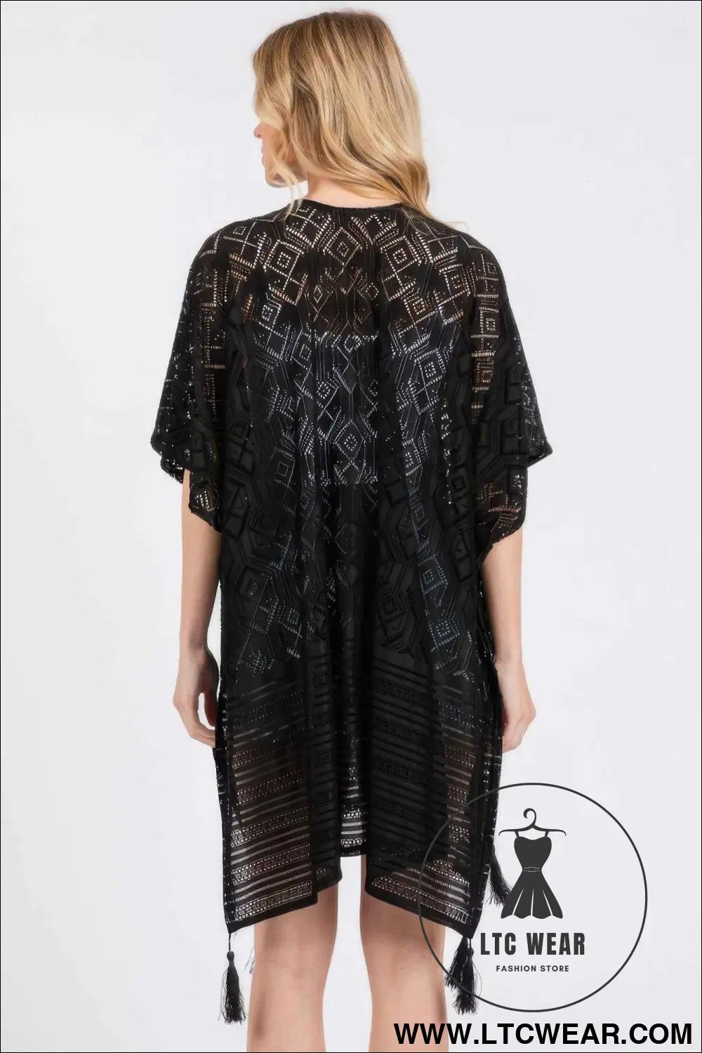 Geometric Pattern Tassel Cover Up