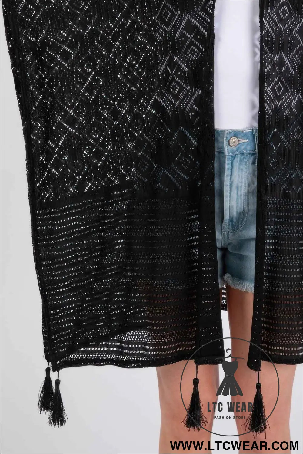 Geometric Pattern Tassel Cover Up