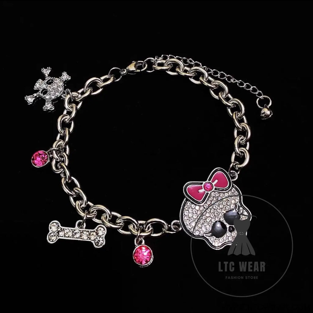 Ghost school y2k cool girl necklace amp bracelet cute decorative jewe - skull bracelet