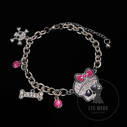 Ghost school y2k cool girl necklace amp bracelet cute decorative jewe - skull bracelet