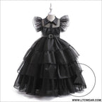 Girls’ dress adams style princess dress kids cosplay tulle layered skirt ruffled dress