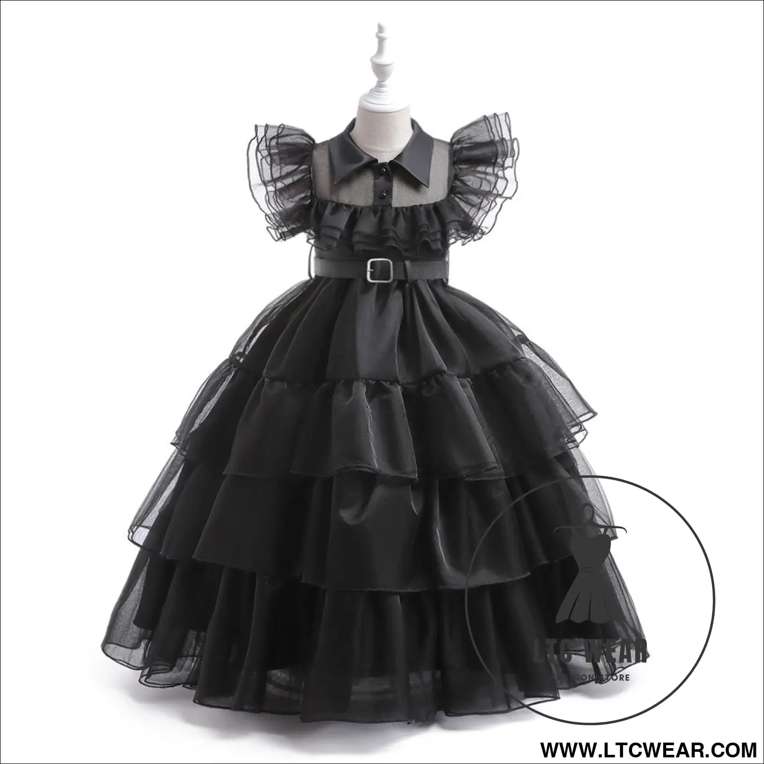 Girls’ dress adams style princess dress kids cosplay tulle layered skirt ruffled dress