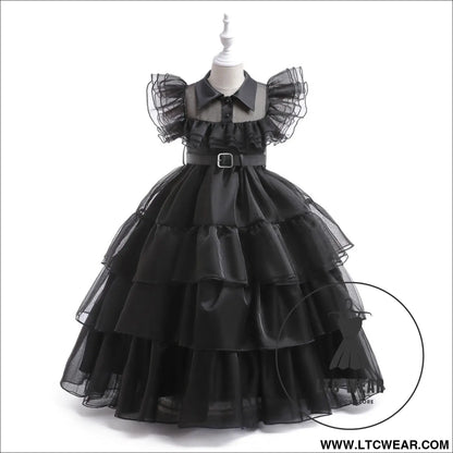 Girls’ dress adams style princess dress kids cosplay tulle layered skirt ruffled dress