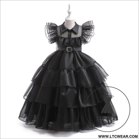 Girls’ dress adams style princess dress kids cosplay tulle layered skirt ruffled dress