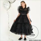 Girls’ dress adams style princess dress kids cosplay tulle layered skirt ruffled dress