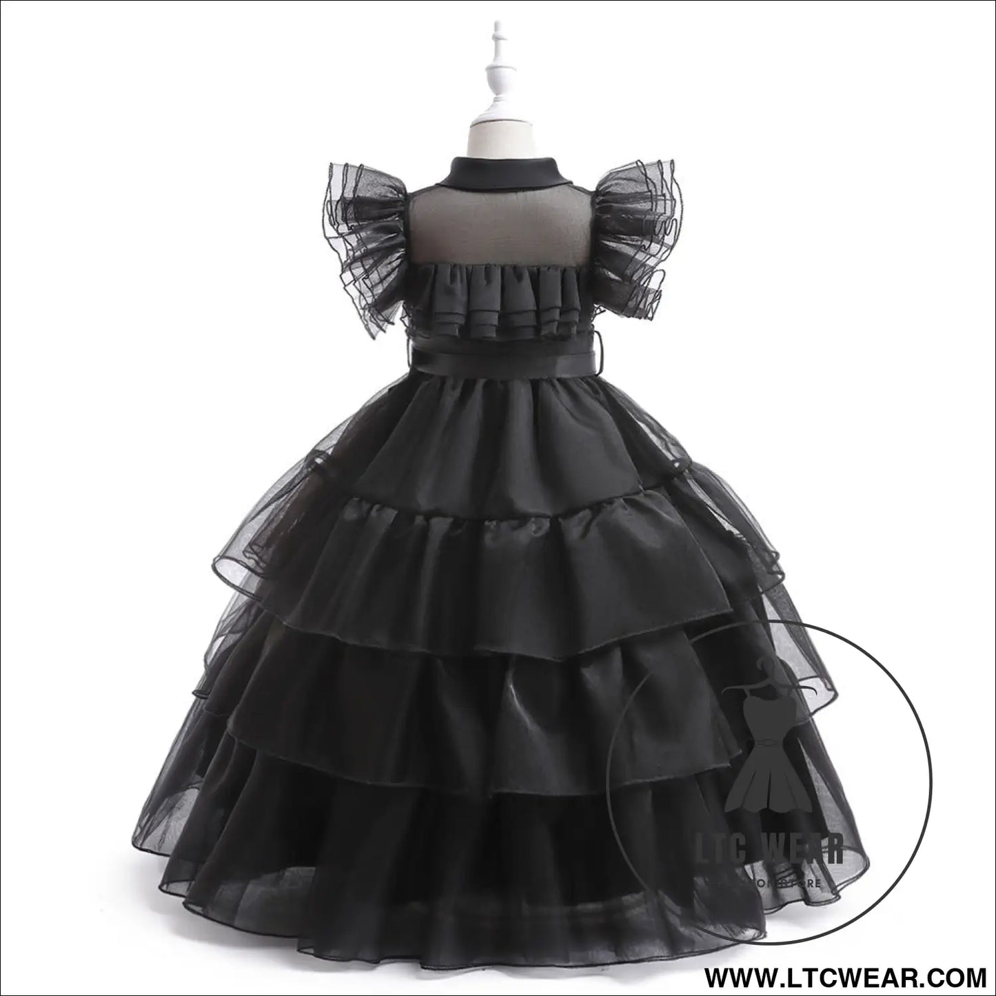 Girls’ dress adams style princess dress kids cosplay tulle layered skirt ruffled dress