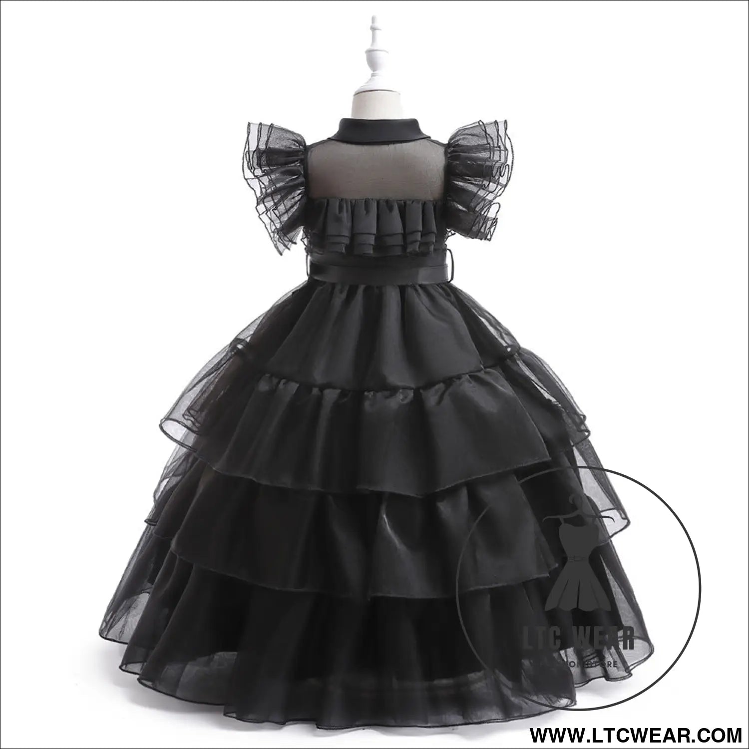 Girls’ dress adams style princess dress kids cosplay tulle layered skirt ruffled dress