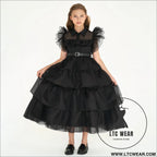 Girls’ dress adams style princess dress kids cosplay tulle layered skirt ruffled dress