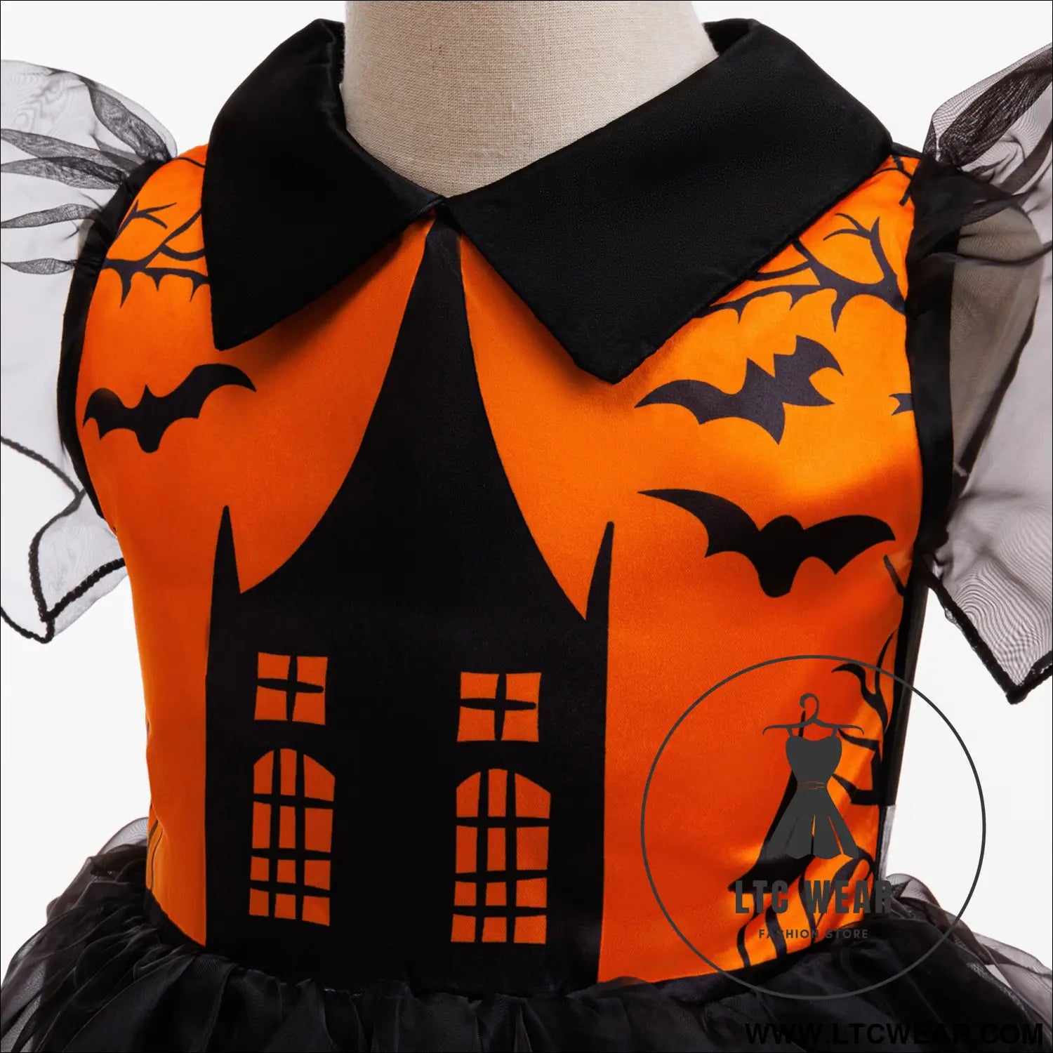 Girls’ halloween cosplay printed dress tulle puff dress